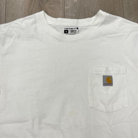 Carhartt Loose Fit White Pocket Tee T Shirt Size Medium M B4 - Picture 2 of 4